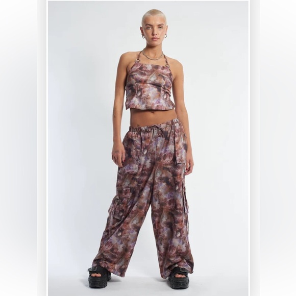 The Ragged Priest Nova Skull Print Parachute Pants Trousers and Backless Top 12 - Picture 3 of 13